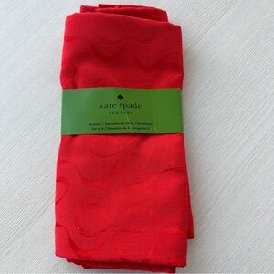 NWT Kate Spade New York Red Bows Set of 4 Napkins Cotton Blend Adorable